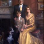 Formal family oil painting portrait.