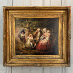 18th century oil painting of a family in a pastoral scene